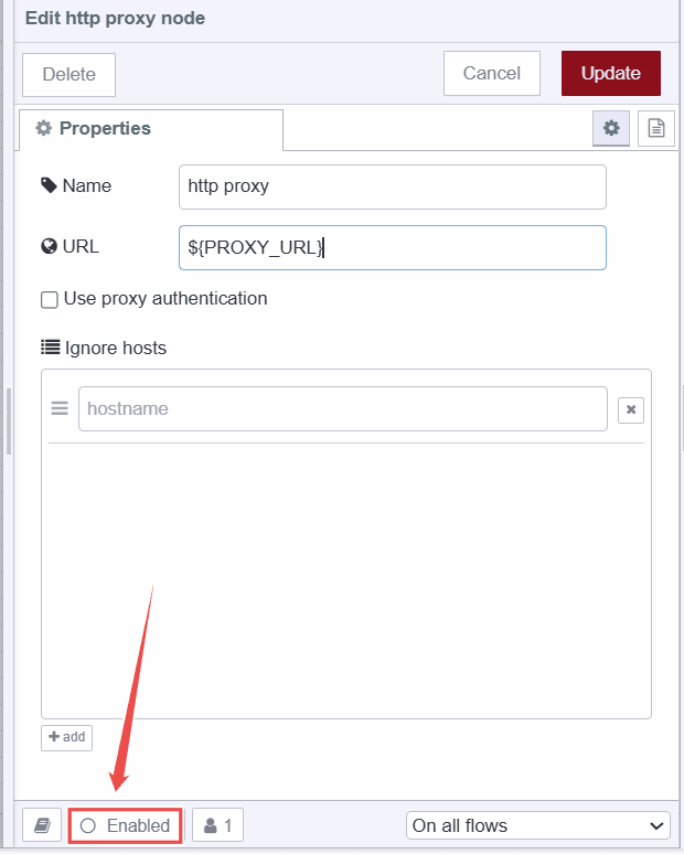 Image showing option to enable/disable node Image showing option to enable/disable node